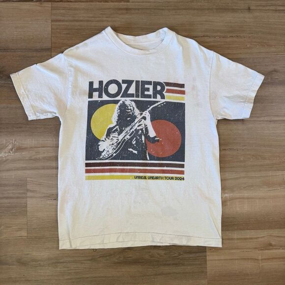 Hozier Unreal Unearth 2024 White Tour Shirt Size Medium Indie Rock Poetic Merch - Picture 1 of 7